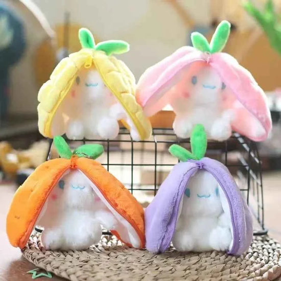 Funny Strawberry Carrot Rabbit Plush Toys Stuffed Into Fruit Transform Soft Animals Bunny Doll For Boys Girls Birthday Gift