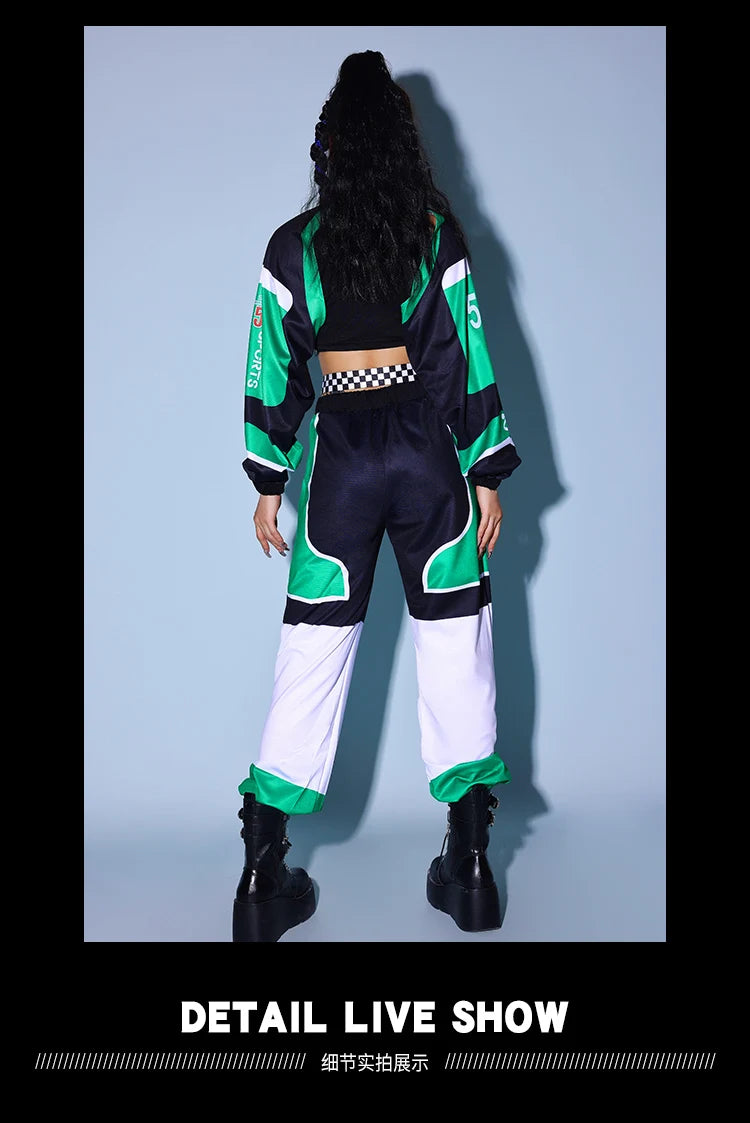 Green K-POP Jazz Dance Costume Set for Women