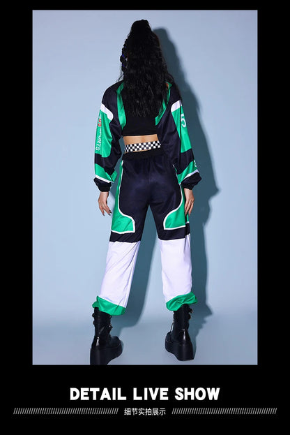 2026 Green K-POP Dancing Clothes For Women Group Song Playing Clothing Hip Pop Jazz Dance Costumes Nightclub DJ Stage Set XH1818