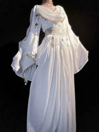 Greek Goddess Wandering Style National Style Han Element Lolita Strap Fairy Dress White Dress Women Clothing