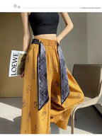 Women's Floral Print Wide Leg Pants - High Waist Casual Trousers