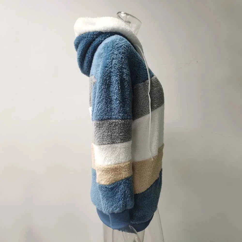 Winter Fashion Women's Coat 2025 Hooded Zipper Ladies Jacket Spliced Thick Cashmere Women Jacket Stitching Plaid Ladies Coats