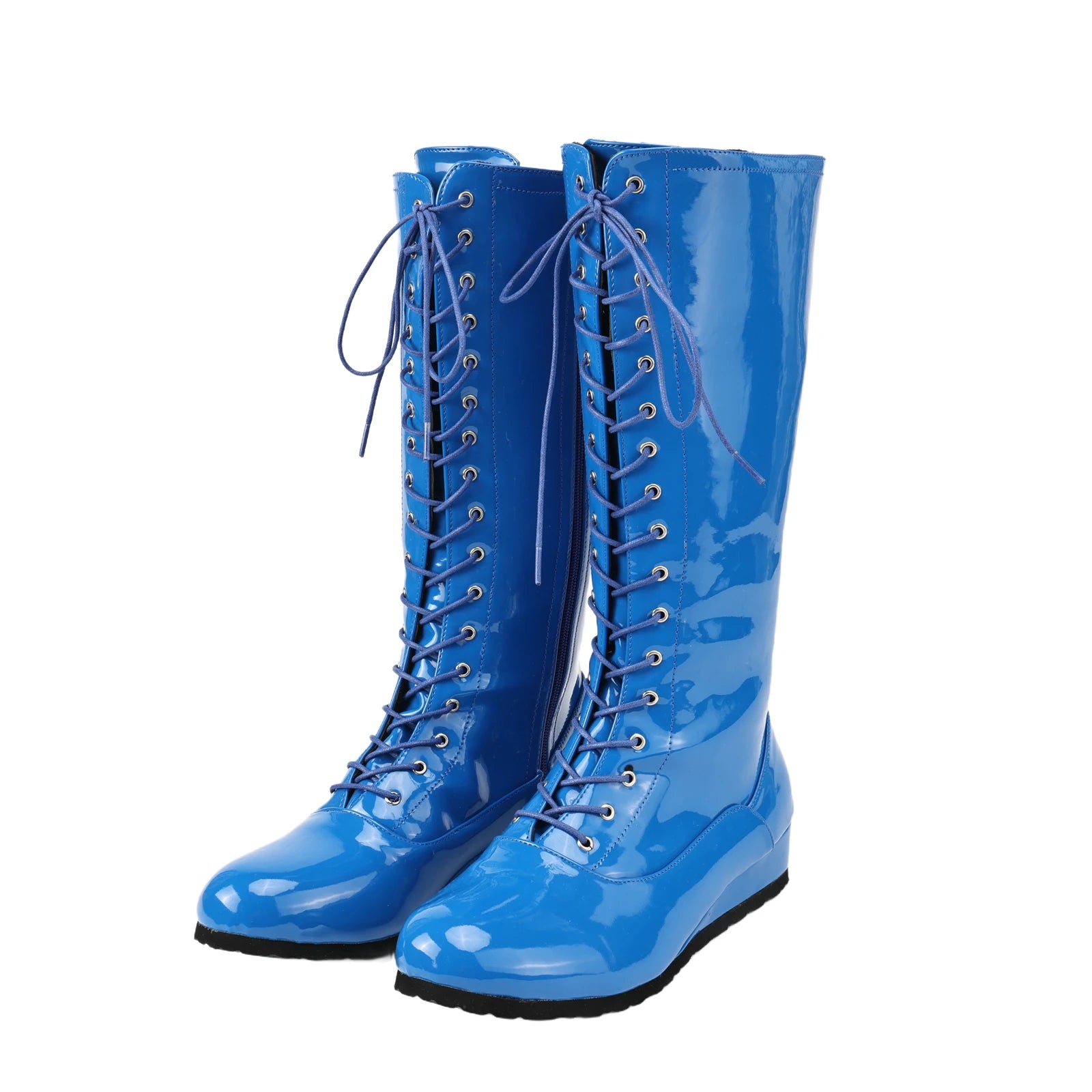 Wrestling Cosplay Boots For Men Multi Colored Shiny Leather Boxing Boots Lace Up Boots Motorcycle Boots Halloween Cosplay Props