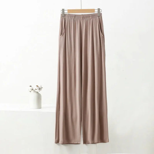 XL to 8XL Modal Pocket Loose Pants Spring summer Casual Wide Leg Pants solid color High Elastic Large size Trousers Homewear