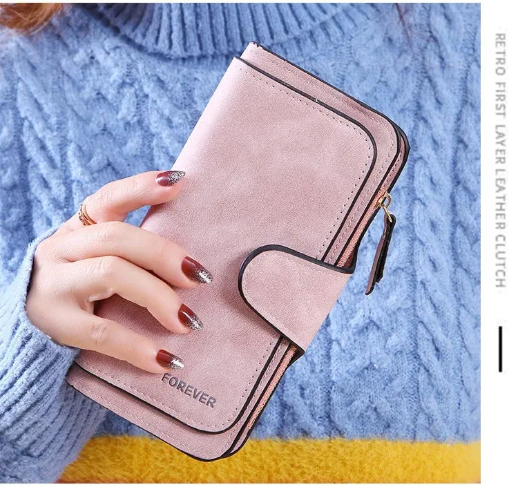 ZeAiLi Long PU Leather Clutch Wallet with Animal Paw & Butterfly Print