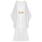 Womens Ancient Greek Princess Dress Goddesses Toga Costume for Halloween Carnival Party Deity Queen Cosplay Chiffon Robe Gown