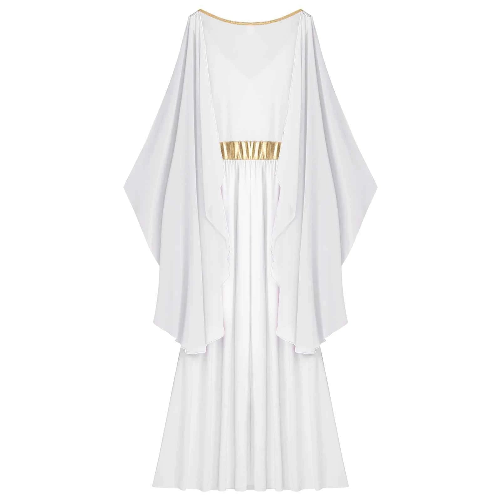 Womens Ancient Greek Princess Dress Goddesses Toga Costume for Halloween Carnival Party Deity Queen Cosplay Chiffon Robe Gown