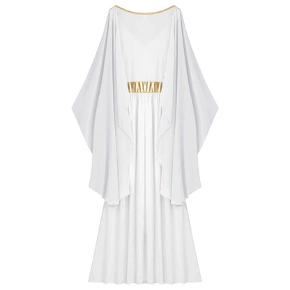 Womens Ancient Greek Princess Dress Goddesses Toga Costume for Halloween Carnival Party Deity Queen Cosplay Chiffon Robe Gown