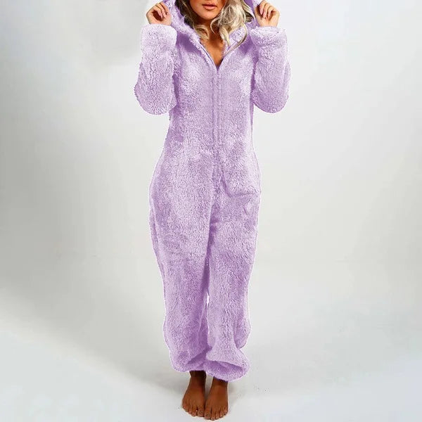 Women Hooded Sleepwear Onesies Fluffy Plush Thermal Warm Hoodies Jumpsuits Rompers Loose Zipper Bodysuits Pajamas Overall 5XL
