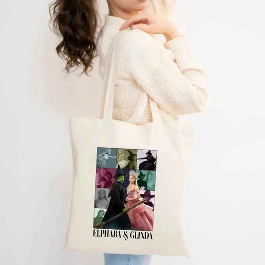 Wicked The Musical Canvas Tote Bag Glinda Elphaba Inspired Musical Lover Gifts Shopping Bag Musical Theater Fans Gift Handbag