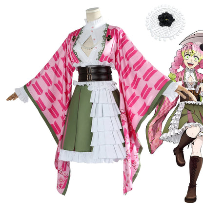 SS69 Kanroji Mitsuri Women's Anime Cosplay Costume Set with Wig and Belt