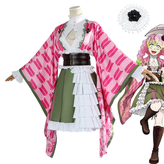 SS69 Kanroji Mitsuri Women's Anime Cosplay Costume Set with Wig and Belt