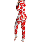 Sexy Women Pajamas Onesies Button-down Buttoned Flap Adults Pyjama Autumn Long Sleeve V-neck Jumpsuit Female Bodysuit Sleepwear