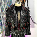 Women's Y2K Goth PU Leather Jacket with Spikes