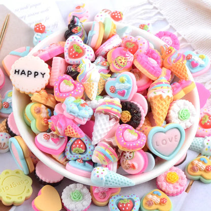 20 Pcs Candy Cake Material Kit 3D Resin Flat Cabochons Embellishment Apple Diy Wedding Hairpin Accessories Scrapbook Craft G10 - SS69