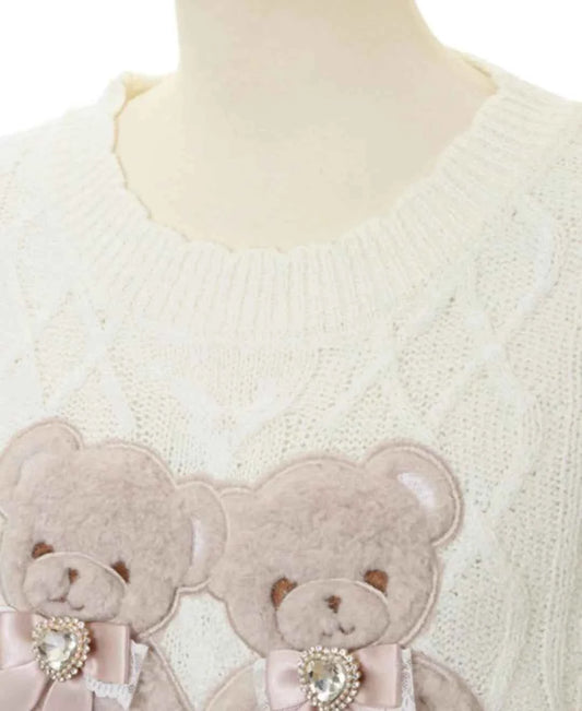 Mine Style Autumn and Winter Classic Cartoon Bear Sweater Lady Girls Sweet Round Neck Loose Sweater Japanese Liz Knit Tops