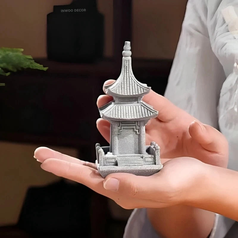 Miniature Sandstone Zen Tower for Bonsai Garden & Fish Tank