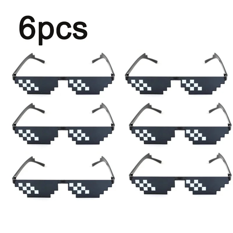 Pixelated Sunglasses with Mirror Lenses - Vintage Rimless Shades