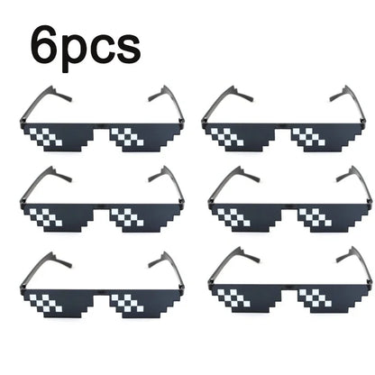 1-8pcs Mosaic Sunglasses Cool Party Vintage Shades Eyewear For Men Pixelated Sunglasses Funny Women Glasses