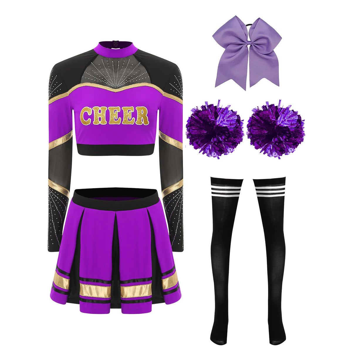 SS69 Women Cheerleading Performance Costume Set with Crop Top and Skirt
