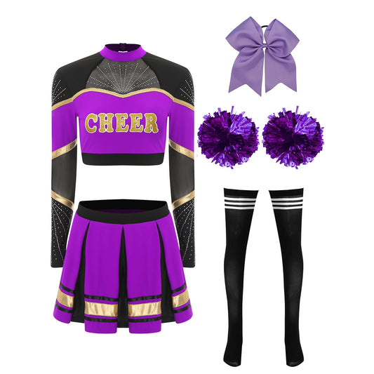 SS69 Women Cheerleading Performance Costume Set with Crop Top and Skirt
