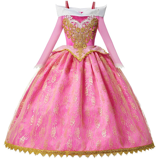 YOFEEL Girls Aurora Princess Dress Sleeveless Lace Ball Gown Costume