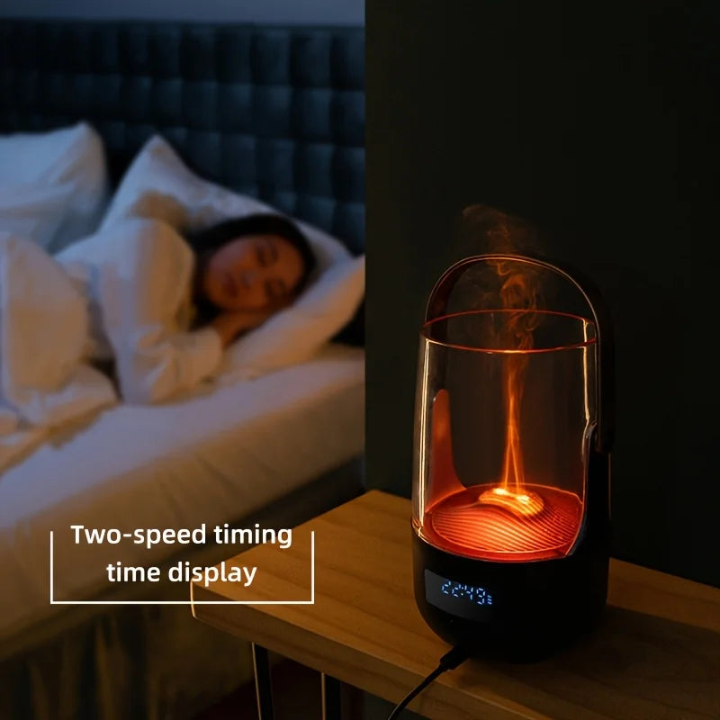 Retro Flame Aromatherapy Humidifier with 200ml Capacity & Dual Lighting