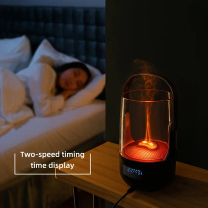 Retro Flame 200ml Evaporative Aromatherapy Humidifier with 3 Timer Settings Ambient Mood Lighting for Home Decor and Relaxation