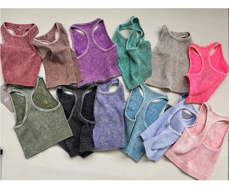 Seamless Yoga Top Fitness Sports  Gym Running Vest  Workout Women Athleisure Sleeveless Crop Top - SS69