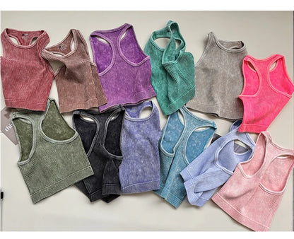 Seamless Yoga Top Fitness Sports  Gym Running Vest  Workout Women Athleisure Sleeveless Crop Top - SS69