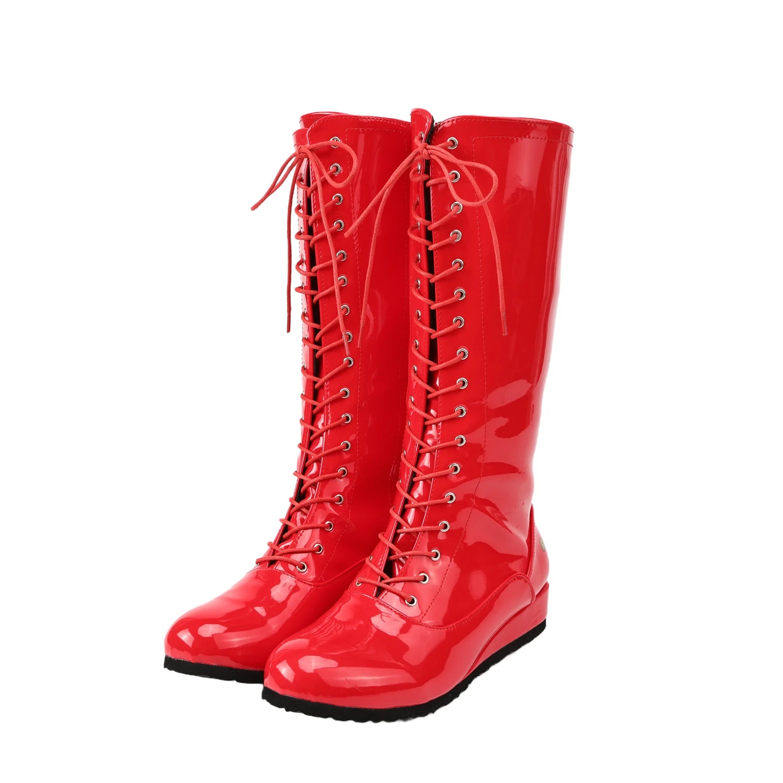 Wrestling Cosplay Boots For Men Multi Colored Shiny Leather Boxing Boots Lace Up Boots Motorcycle Boots Halloween Cosplay Props