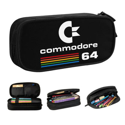 Custom Kawaii Retro Commodore 64 Pencil Case for Girls Boys C64 Amiga Computer Large Capacity Pen Box Bag Stationery SS69