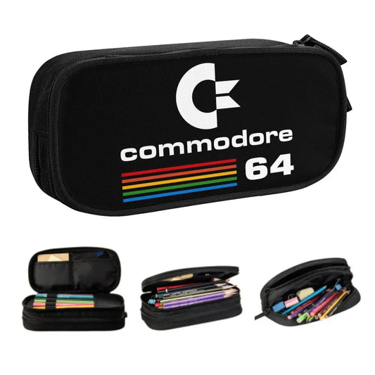 Custom Kawaii Retro Commodore 64 Pencil Case for Girls Boys C64 Amiga Computer Large Capacity Pen Box Bag Stationery SS69