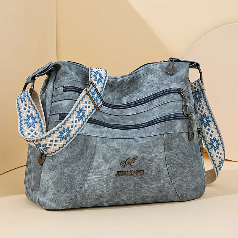 FXZLLQCN Vintage Faux Leather Multi-Layer Crossbody Bag