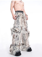 Mauroicardi Men's Faux Fur Wide Leg Pants