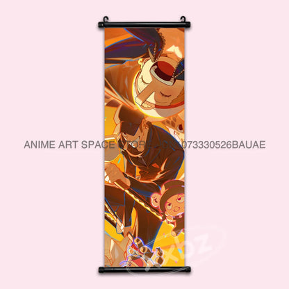 ONE PIECE Hanging Painting Japanese Anime Home Decor Wall Art Luffy Scrolls Pictures Passion Straw Hat Pirates Warm Blood Comics SS69 17.69 hzw26-21 / CHINA / 25x75cm(10x30inch)