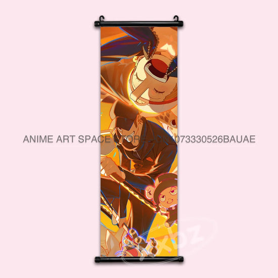 ONE PIECE Hanging Painting Japanese Anime Home Decor Wall Art Luffy Scrolls Pictures Passion Straw Hat Pirates Warm Blood Comics SS69 17.69 hzw26-21 / CHINA / 25x75cm(10x30inch)