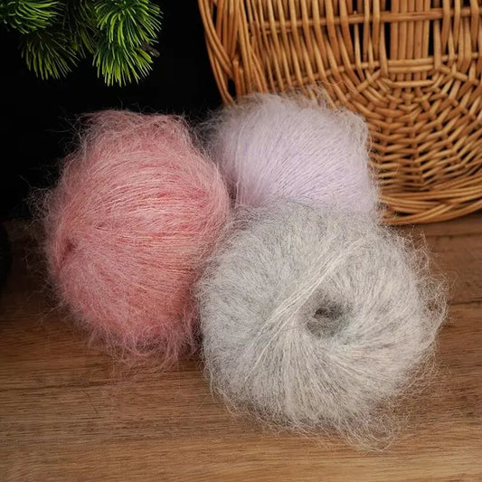 300g Colorful Long-Haired Alpaca Mohair Yarn Handmade DIY Material Knitting Autumn and Winter Fashion Women's Sweater Sweater Jacket Shawl Yarn Ball 1 Piece = 6 Pieces = 300g