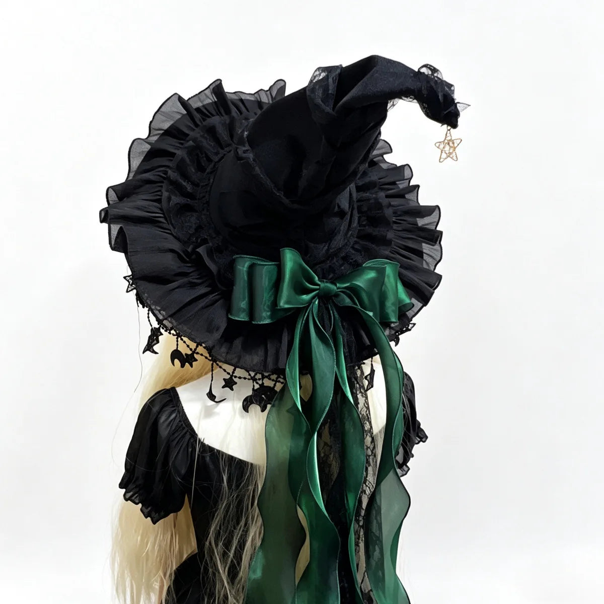 Fashion Halloween Witch Hat Gothic Dark Wizard Cap Lolita Cosplay Accessories Costume Headwear Party Photo Prop Festival Gift