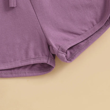 2024-12-04 Lioraitiin Litter Girls Summer Casual Jumpsuit Sleeveless Crewneck Solid Color Drawstring Tank Romper - SS69 