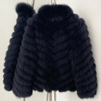 OFTBUY Women's Real Fox Fur Coat - Thick Warm Winter Jacket