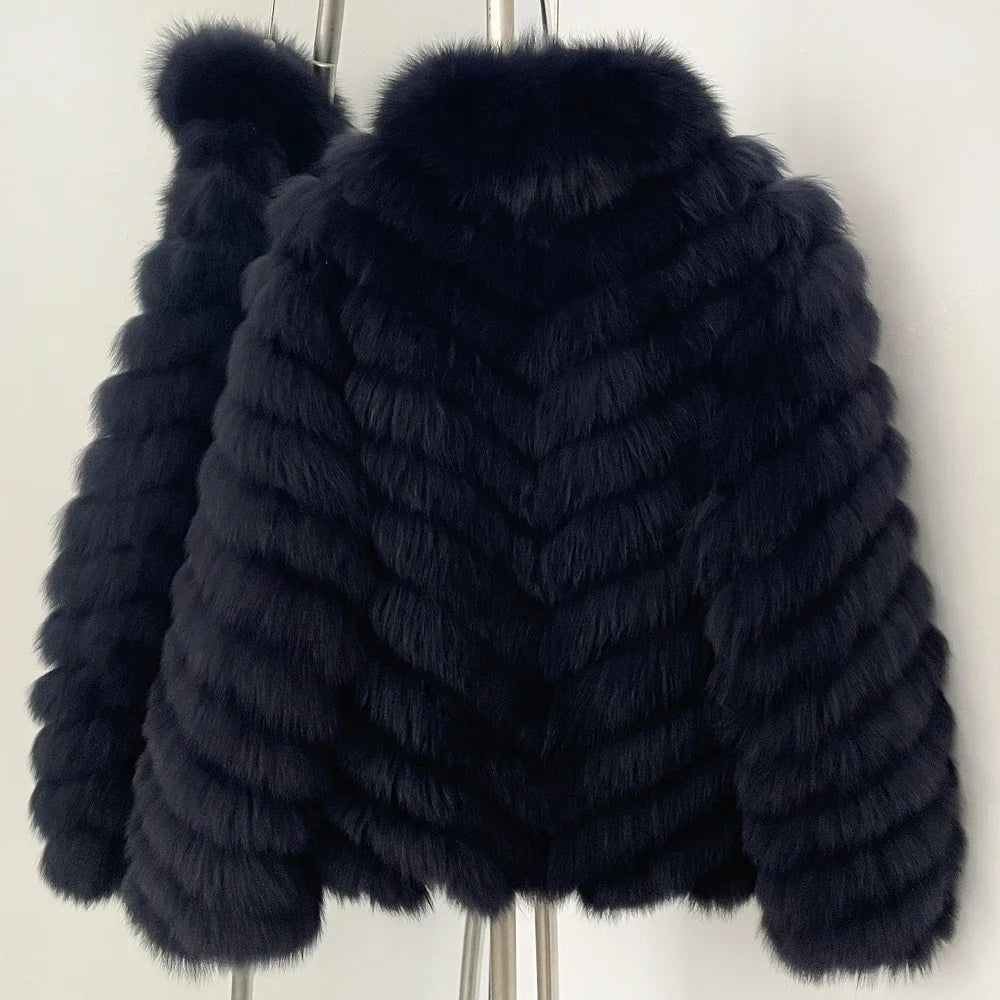 OFTBUY Women's Real Fox Fur Coat - Thick Warm Winter Jacket