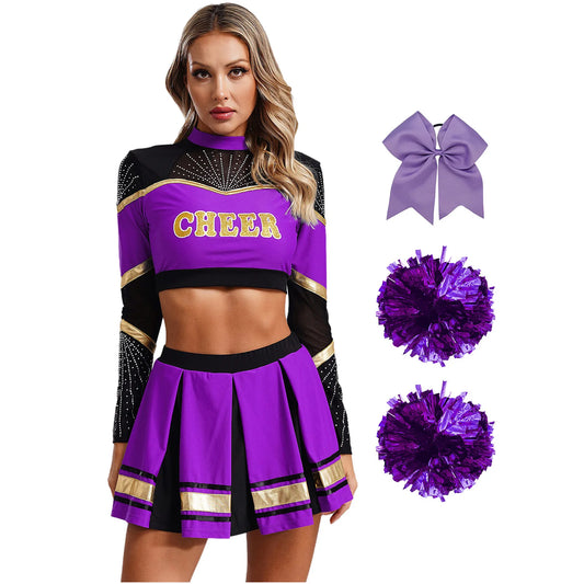 SS69 Women Cheerleading Performance Costume Set with Crop Top and Skirt