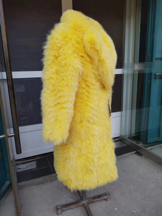 Furyoume Hot 2024 Women Winter Coat Real Fox Fur Coat X-long Luxury Clothes Natural Fluffy Fur Jacket Ladies Fashion Streetwear SS69