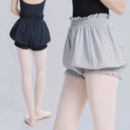 Women's High Waist Flower Bud Dance Short Pants Nylon Bloomers Dance Shorts Black White Adult Ballet Shorts Safety Pants