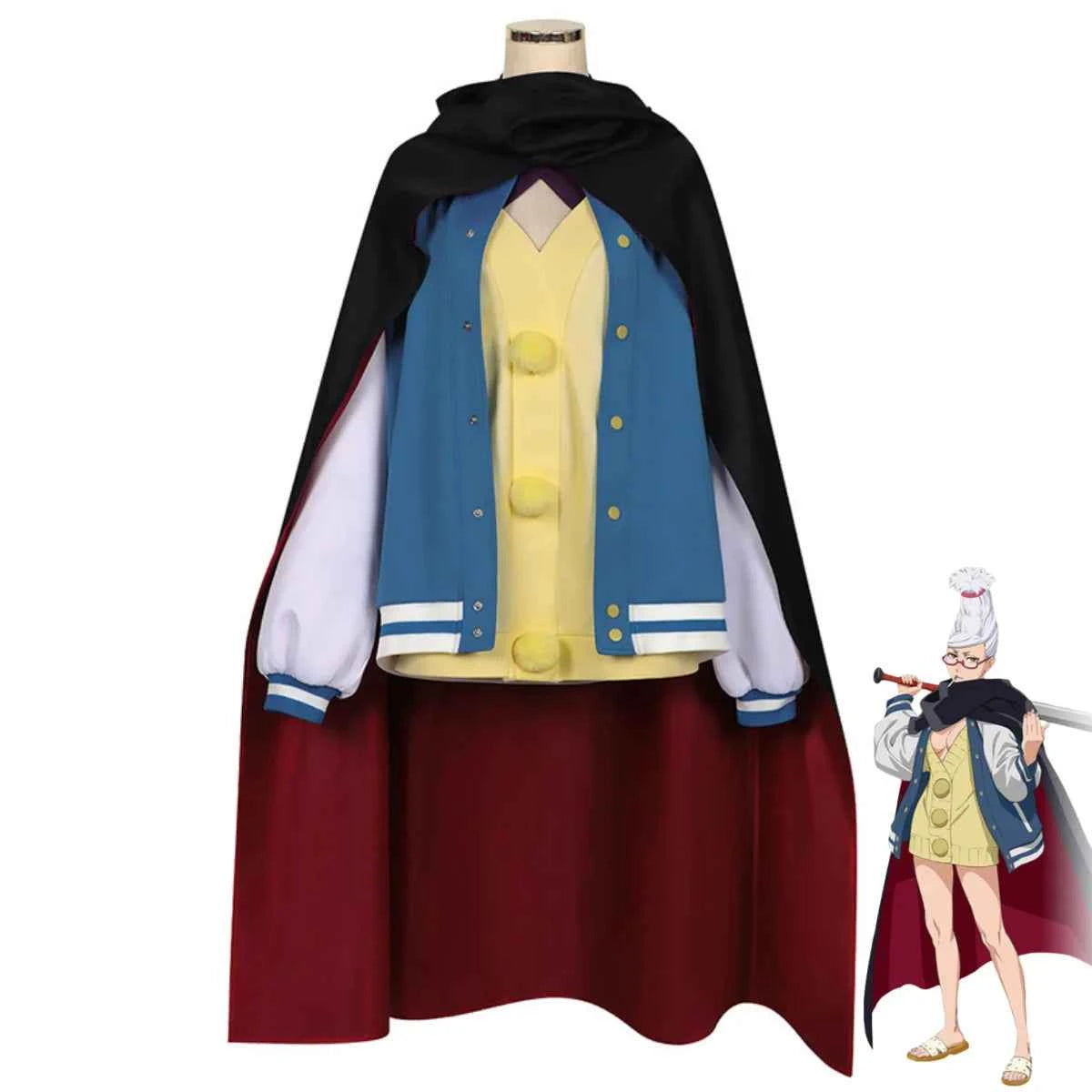 Anime Dan Da Ken Seiko Ayase Cosplay Costume Dandadan Blue Baseball Uniform Coat Black Cloak Skirt Wig Woman Sexy Carnival Suit