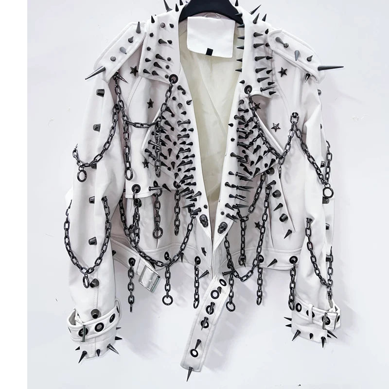 vintage Leather  y2k  Jacket Skull Jacket Punk Jacket  gothic Leather gothic clothes y2k fashion y2k clothes  harajuku Jacket SS69