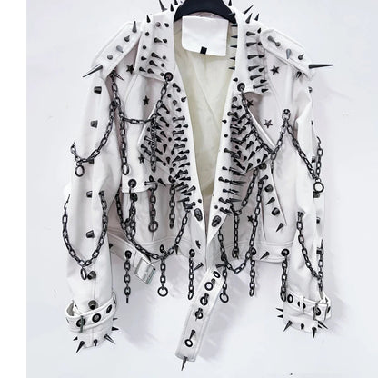 vintage Leather  y2k  Jacket Skull Jacket Punk Jacket  gothic Leather gothic clothes y2k fashion y2k clothes  harajuku Jacket SS69