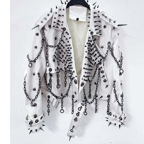 vintage Leather  y2k  Jacket Skull Jacket Punk Jacket  gothic Leather gothic clothes y2k fashion y2k clothes  harajuku Jacket SS69