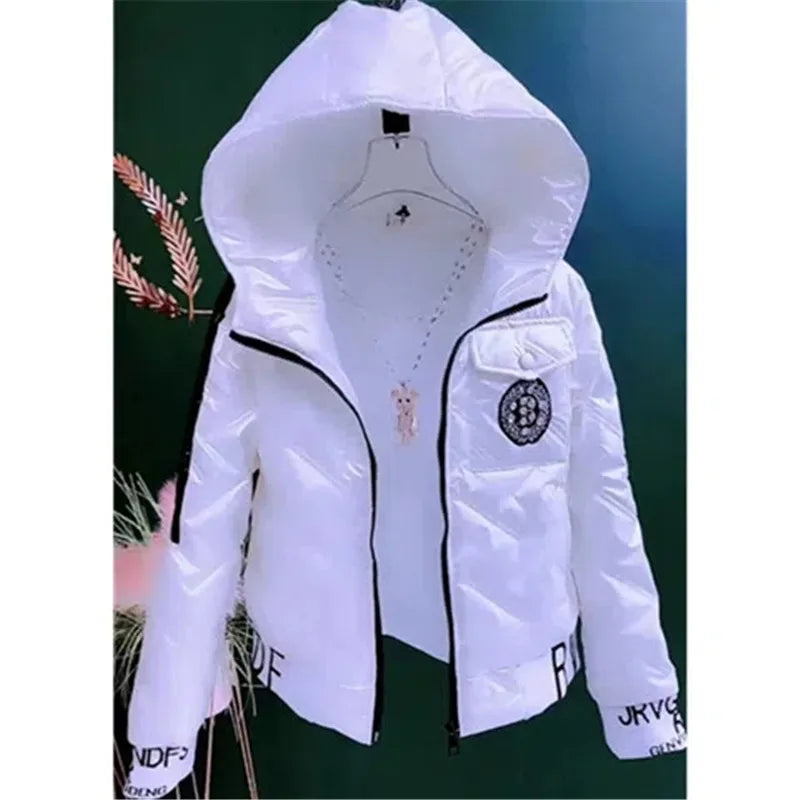 Winter Cotton-Padded Jacket Glossy Down Cotton Coat Women's Short 2025 New Student Korean Version Loose Keep Warm Cotton-Padded SS69 32.69 white / XXXL